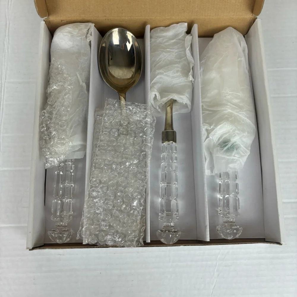 Shannon Crystal by GODINGER-Versailles Serving Set-4-pc crystal handles-NIB